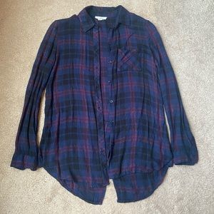 Beachlunchlounge navy/black/maroon long sleeve flannel